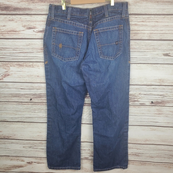 Ariat Mens 33x30 Low Rise M4 Bootcut CAT 2 2112 Dark Wash Blue Work Jeans   #112 - Picture 5 of 10